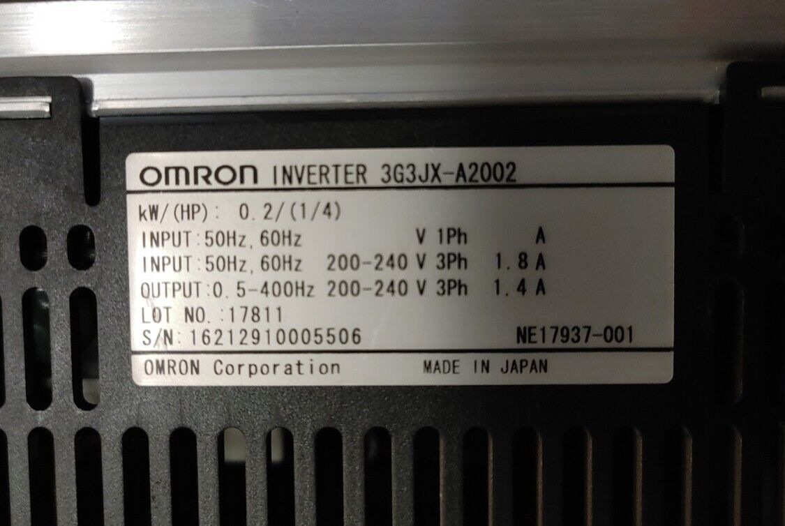 OMRON Sysdrive 3G3JX-A2002 Inverter 200-240v w/warranty Free Shipping