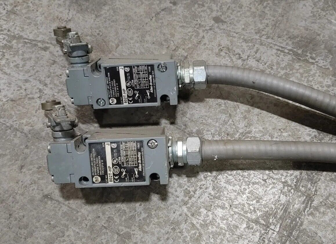 2 Pcs Allen Bradley 802T-HP Series J Limit Switch, 10A, 600Vac, 720Va - USED