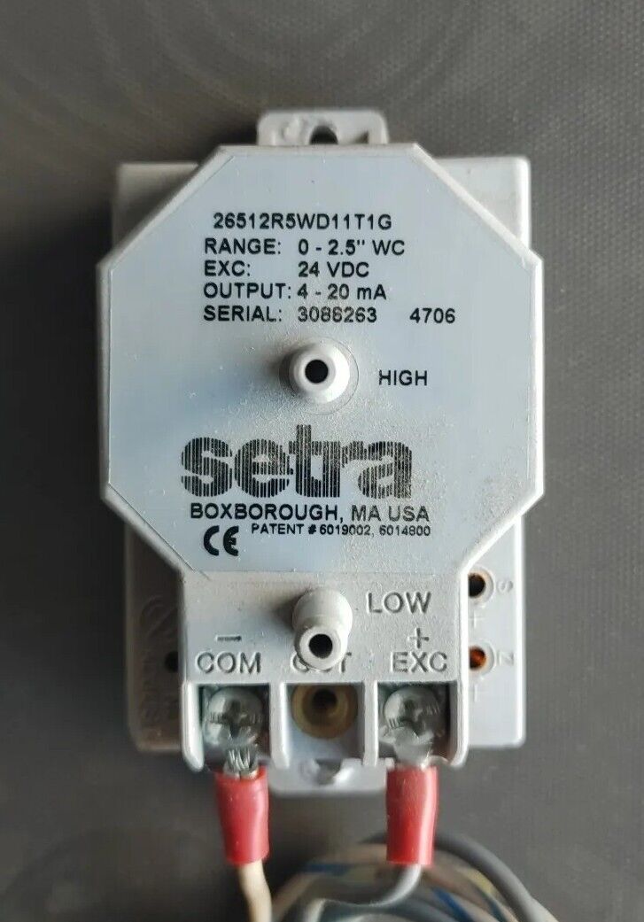 Setra Differential Pressure Transducer - 26512R5WD11T1G w/Warranty & Free Ship