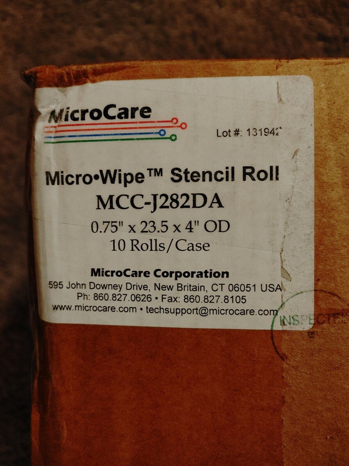 MicroCare MCC-J282DA Stencil Wiper Paper0.75" x 23.5 x 4" OD 10 Rolls / Case