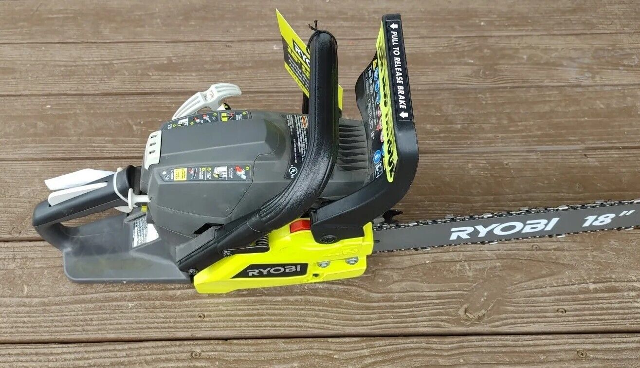 Ryobi RY3818 2 Cycle 18 in 38cc Gas Powered Chainsaw & Heavy Duty Case Free Ship