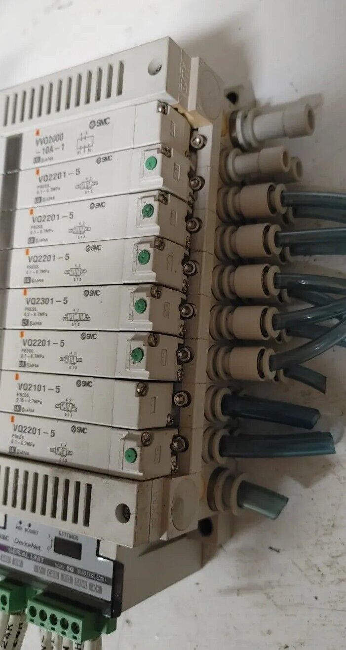 SMC EX120-SDN1 Serial Interface Unit SQ w/ (8) Solenoid Valves 24VDC Valve