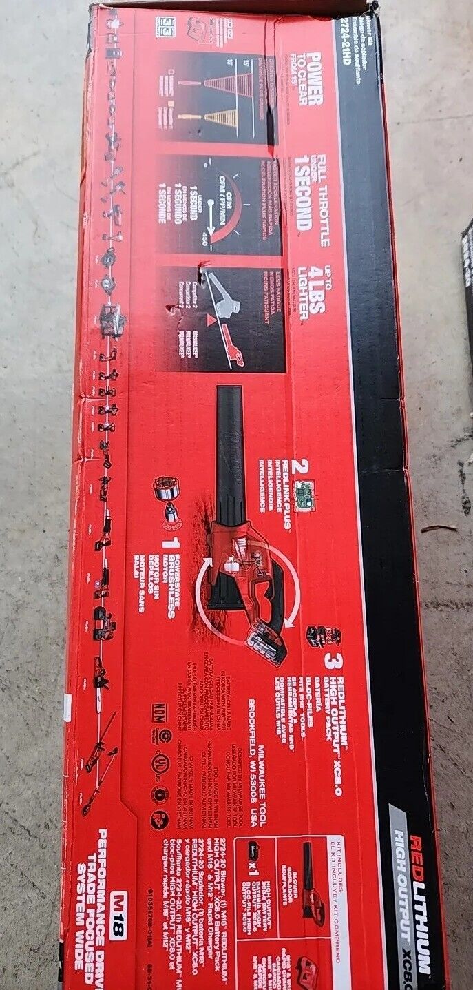 Milwaukee 2724-21HD M18 FUEL Lithium-Ion Cordless Blower Kit 8Ah Free Shipping