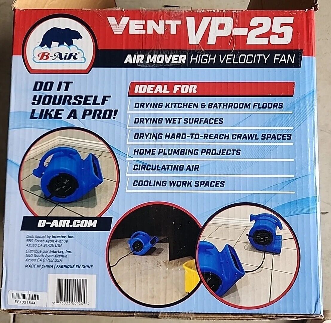 B-Air VP-25 1/4 HP Air Mover for Water Damage Restoration w/warranty & Free Ship