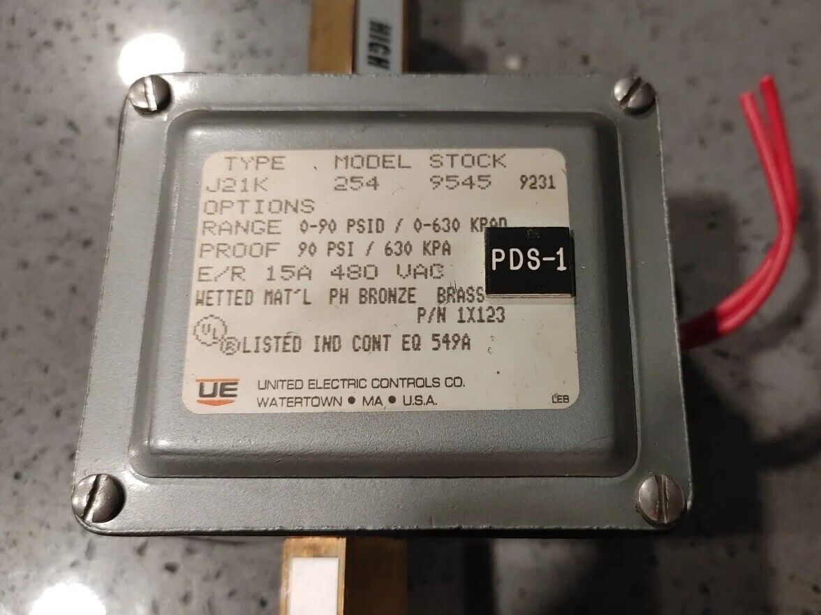 United Electric UE J21K-254 480V 15A Mechanical Differential Pressure Switch