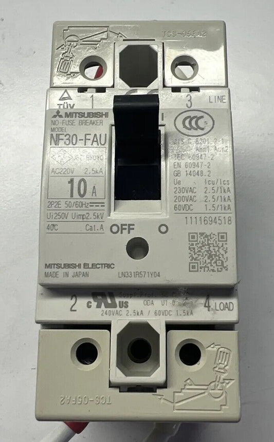 Used MITSUBISHI NF30-FAU 10 Amp CIRCUIT BREAKER with warranty Free Shipping