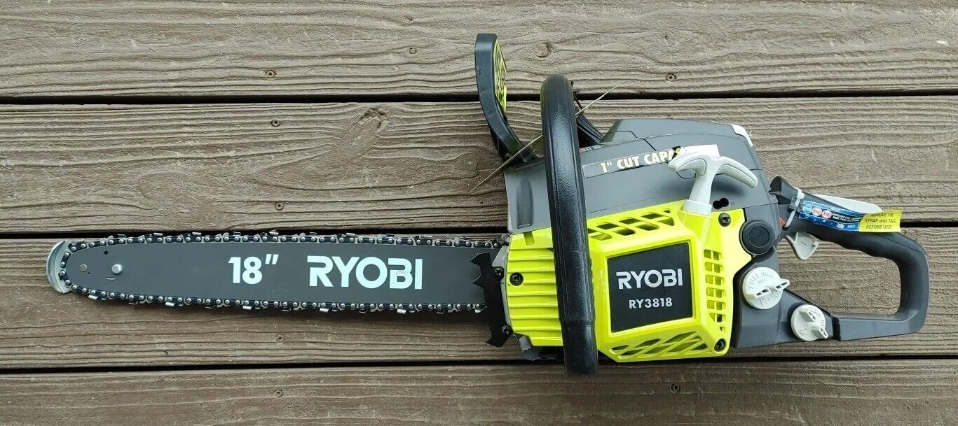 Ryobi RY3818 2 Cycle 18 in 38cc Gas Powered Chainsaw & Heavy Duty Case Free Ship