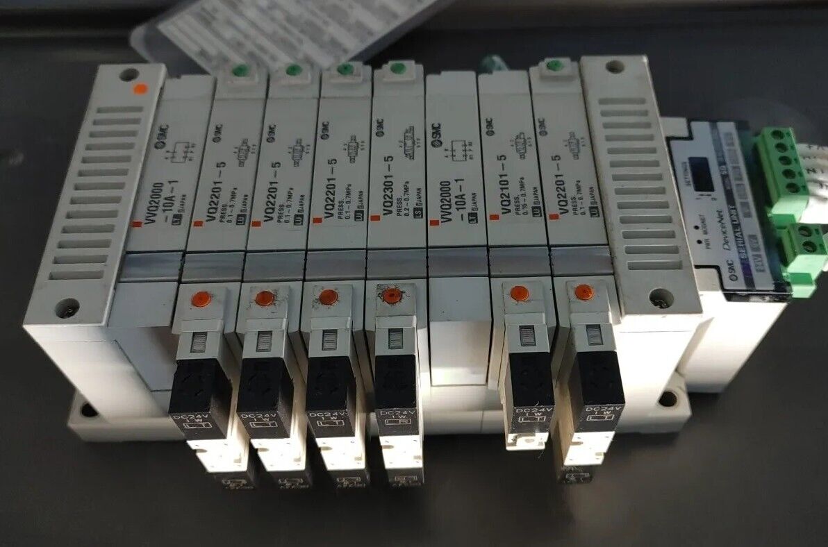 SMC EX120-SDN1 Serial Interface Unit SQ w/ (8) Solenoid Valves 24VDC Free Ship