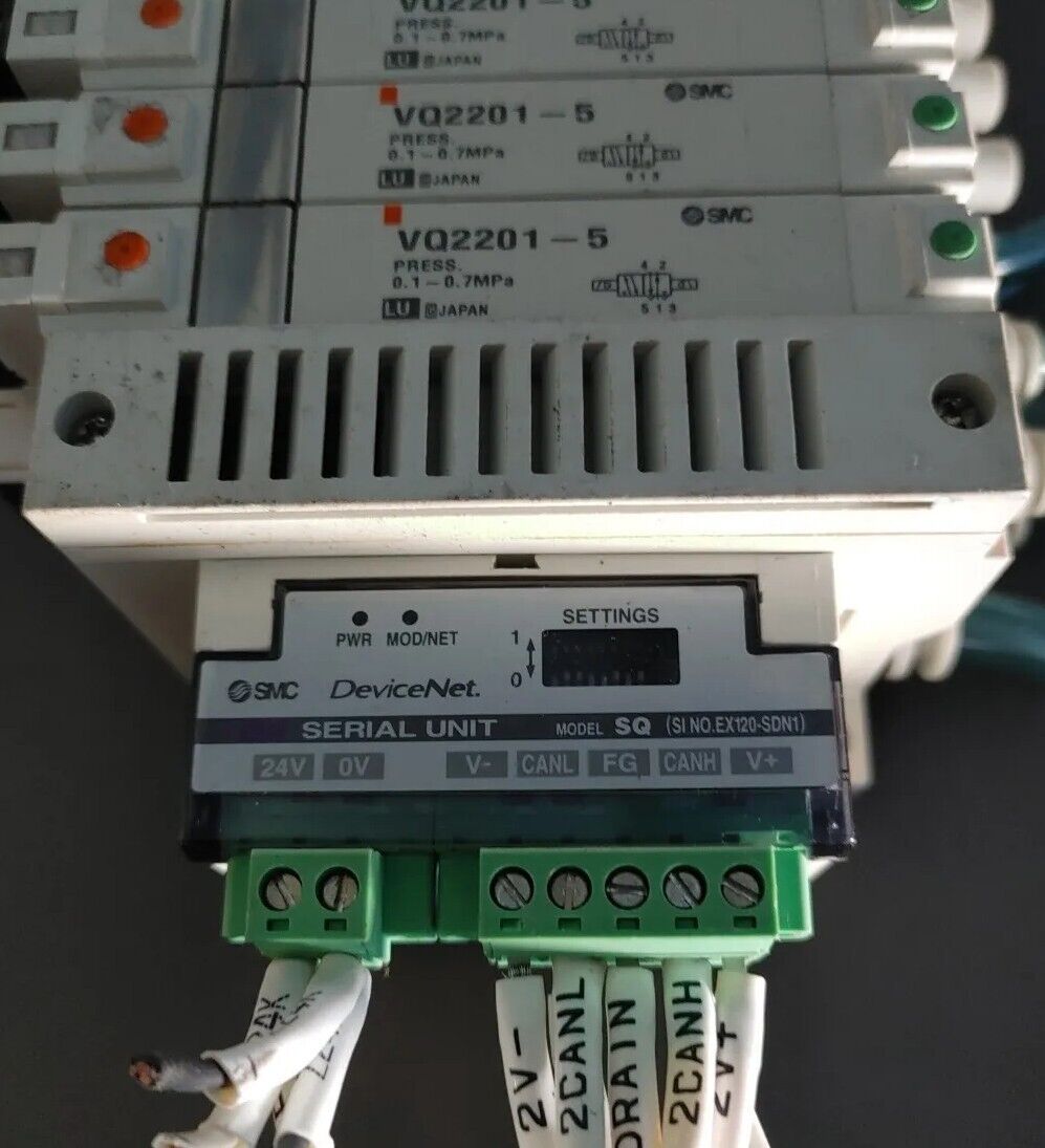 SMC EX120-SDN1 Serial Interface Unit with (8) Solenoid Valves - 24VDC Valve