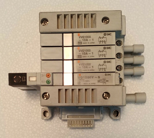 SMC VQ1200Y-5 + VVQ1000-10A (3) Solenoid Valves w/ Manifold Valve