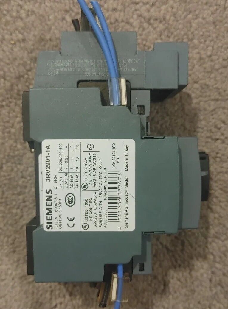 SIEMENS 3RV2011-1AA10 SIRIUS MANUAL MOTOR STARTER 600V & 3RV2901-1A Free Ship