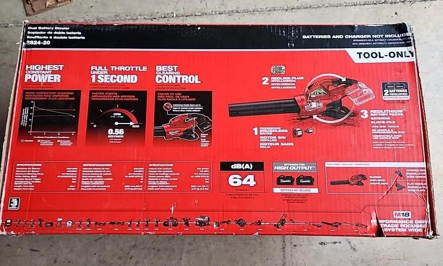 Milwaukee 2824-20 M18 Fuel Dual Battery Blower - Red Warranty & Free Shipping