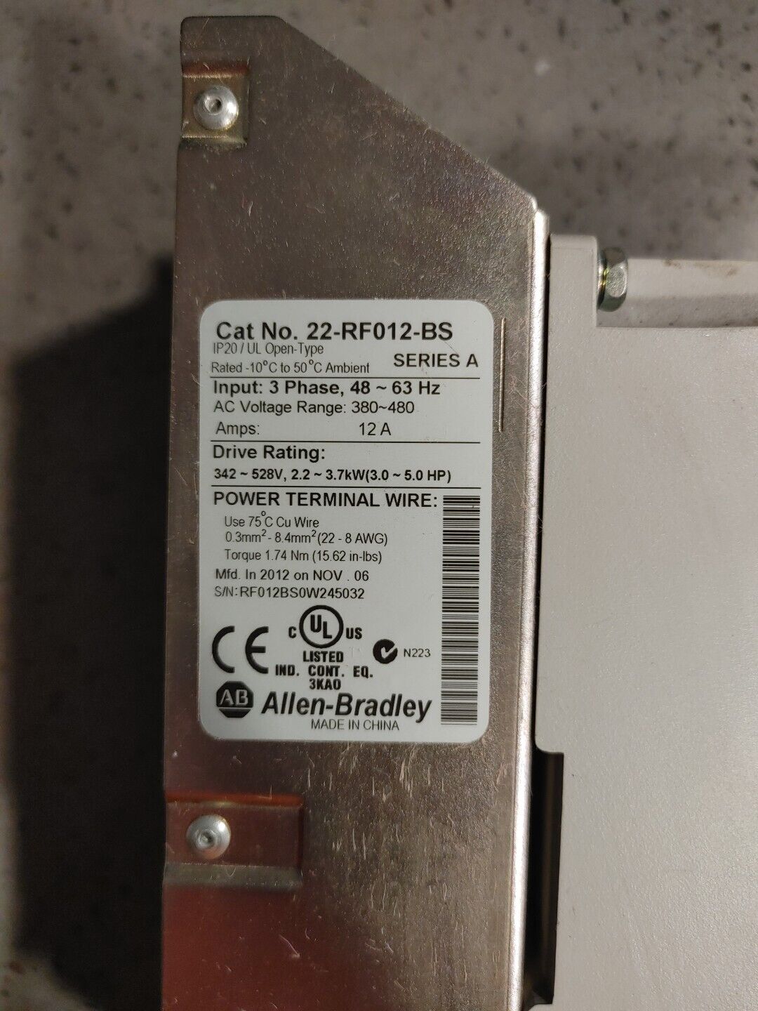 Allen Bradley 22B-D4P0N104 A PowerFlex 40 & 22-RF012-BS Line Filter Free Ship